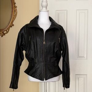 Avanti Leather Jacket women’s Moto Zippered Pickets & Sleeves Biker Goth Grunge
